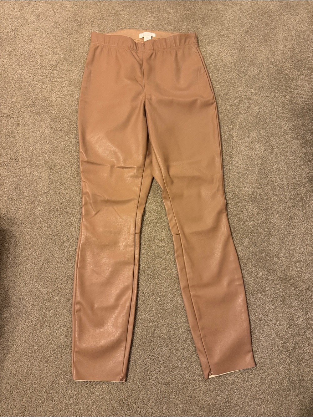 H&M Women’s Faux Leather Leggings Camel/Tan High Wasted Size 6